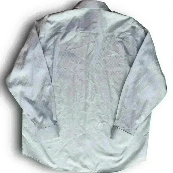 Checkered Blue Classic Dress Shirt 17.5 x 32 Non-Iron Two Ply 100% Cotton Button - Picture 2 of 7